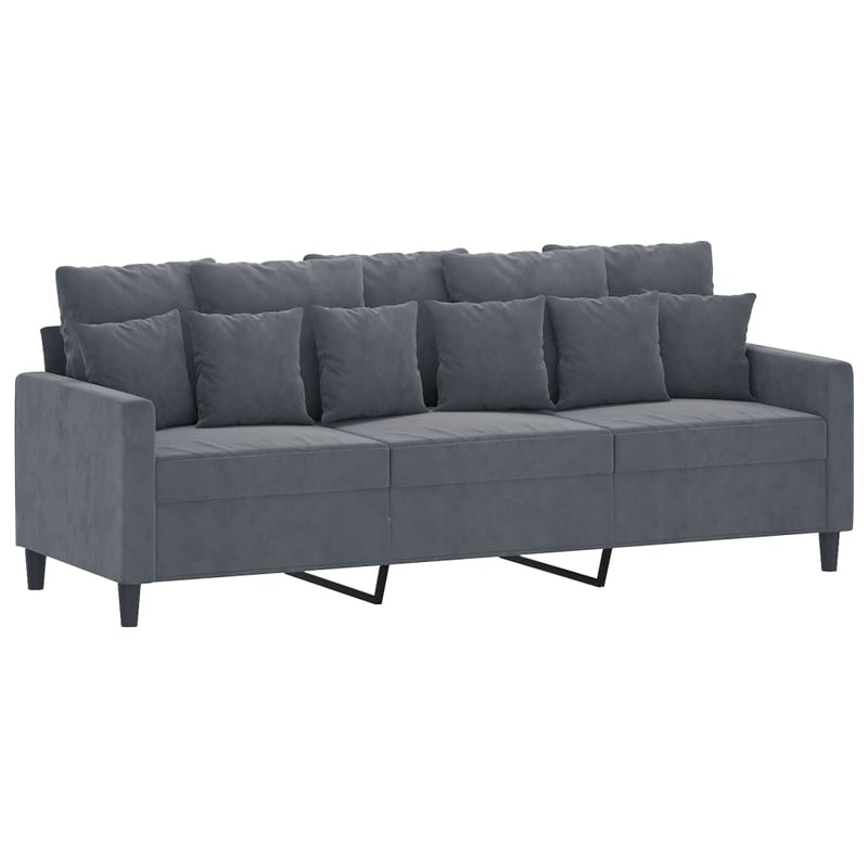 vidaXL 3-Seater Sofa with Footstool Dark Grey 180 cm Velvet