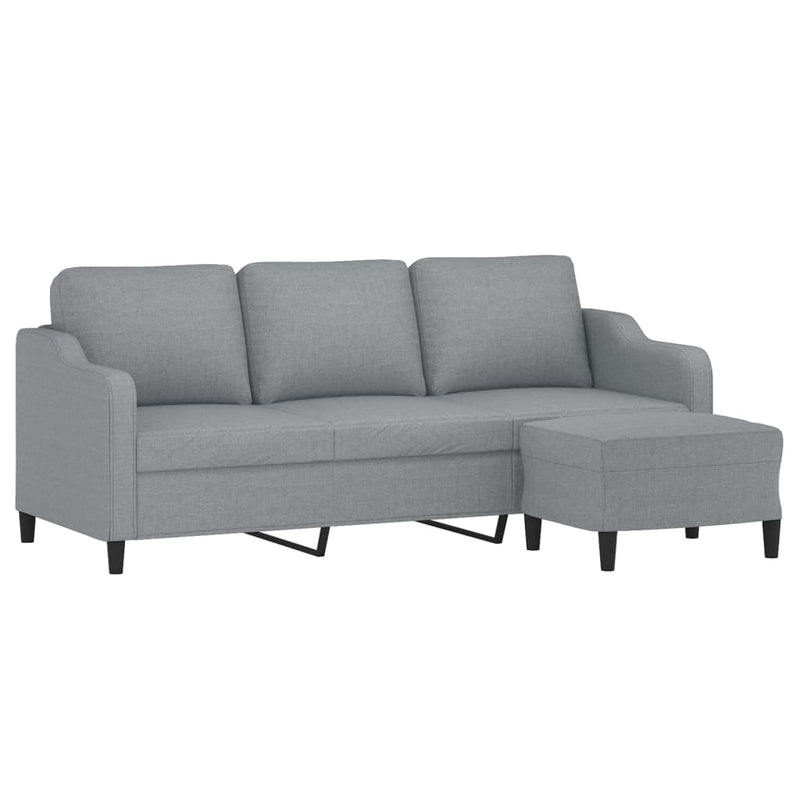 vidaXL 3-Seater Sofa with Footstool Light Grey 180 cm Fabric