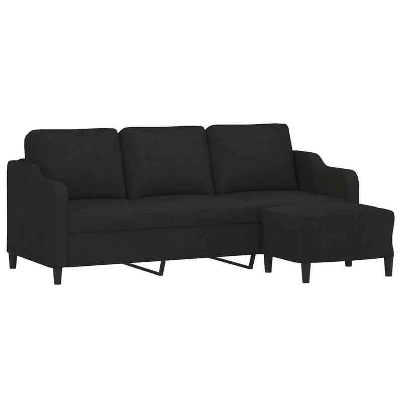vidaXL 3-Seater Sofa with Footstool Black 180 cm Fabric