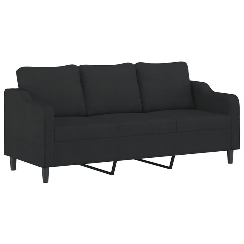 vidaXL 3-Seater Sofa with Footstool Black 180 cm Fabric