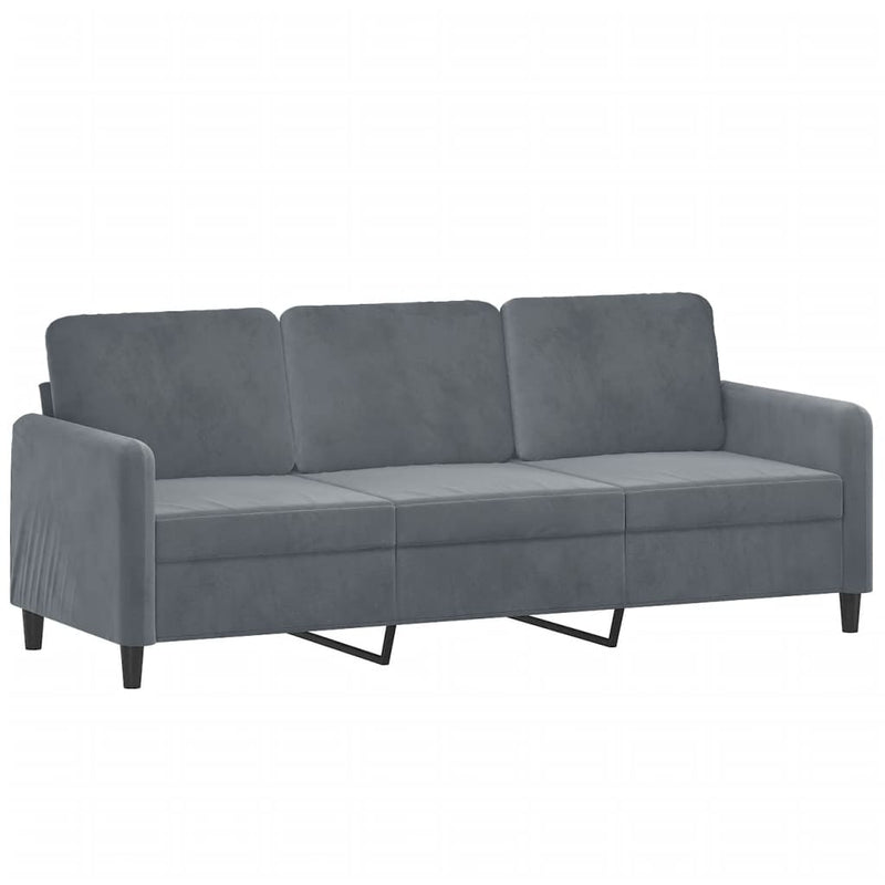 vidaXL 3-Seater Sofa with Footstool Dark Grey 180 cm Velvet