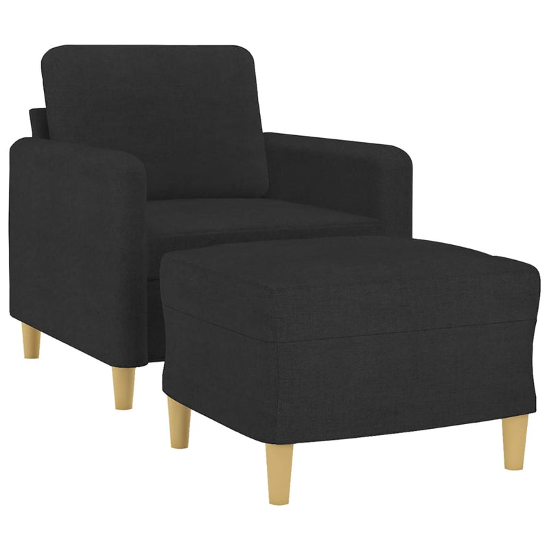 vidaXL Sofa Chair with Footstool Black 60 cm Fabric
