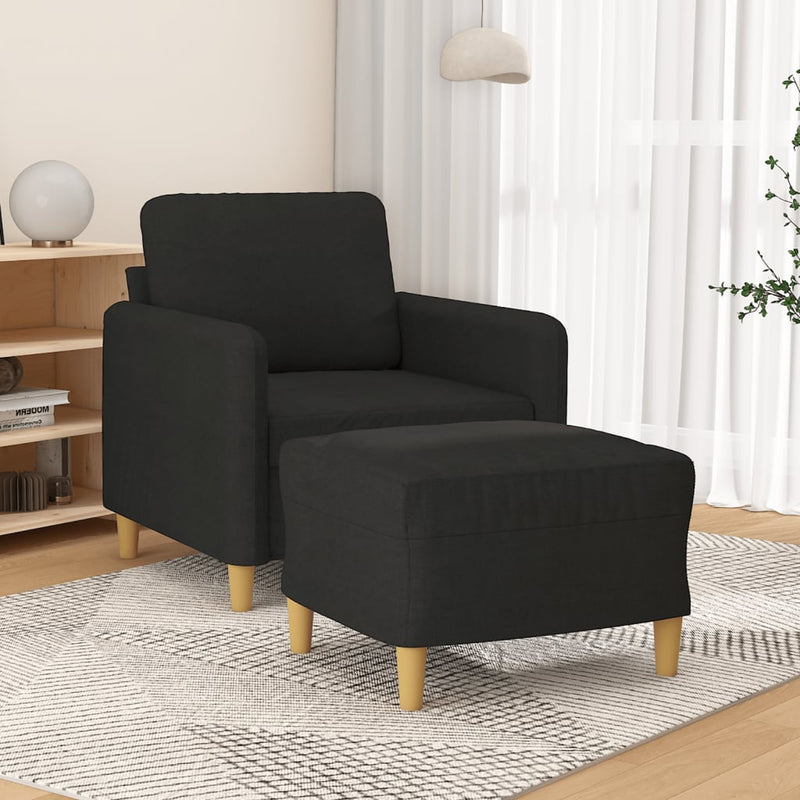 vidaXL Sofa Chair with Footstool Black 60 cm Fabric