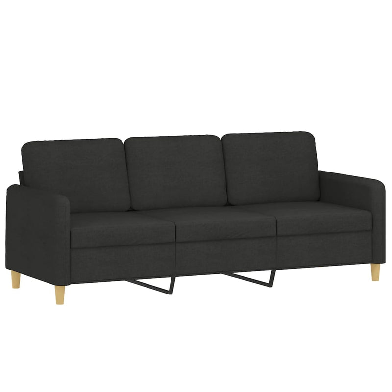 vidaXL 3-Seater Sofa with Footstool Black 180 cm Fabric