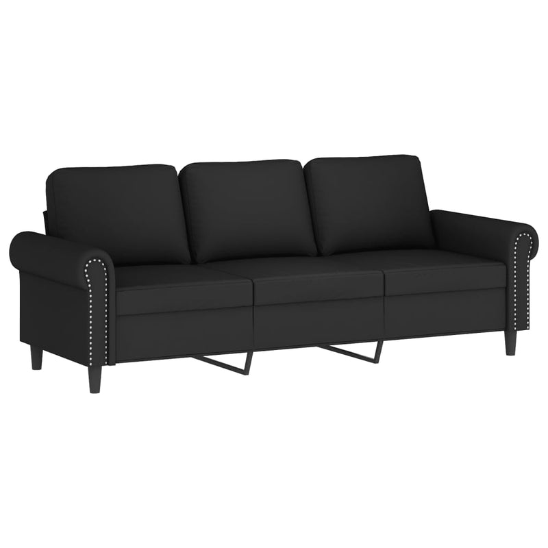 vidaXL 3-Seater Sofa with Footstool Black 180 cm Velvet