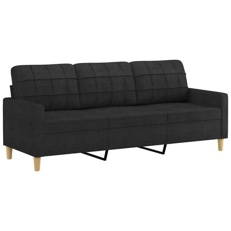 4 Piece Sofa Set with Cushions Black Fabric