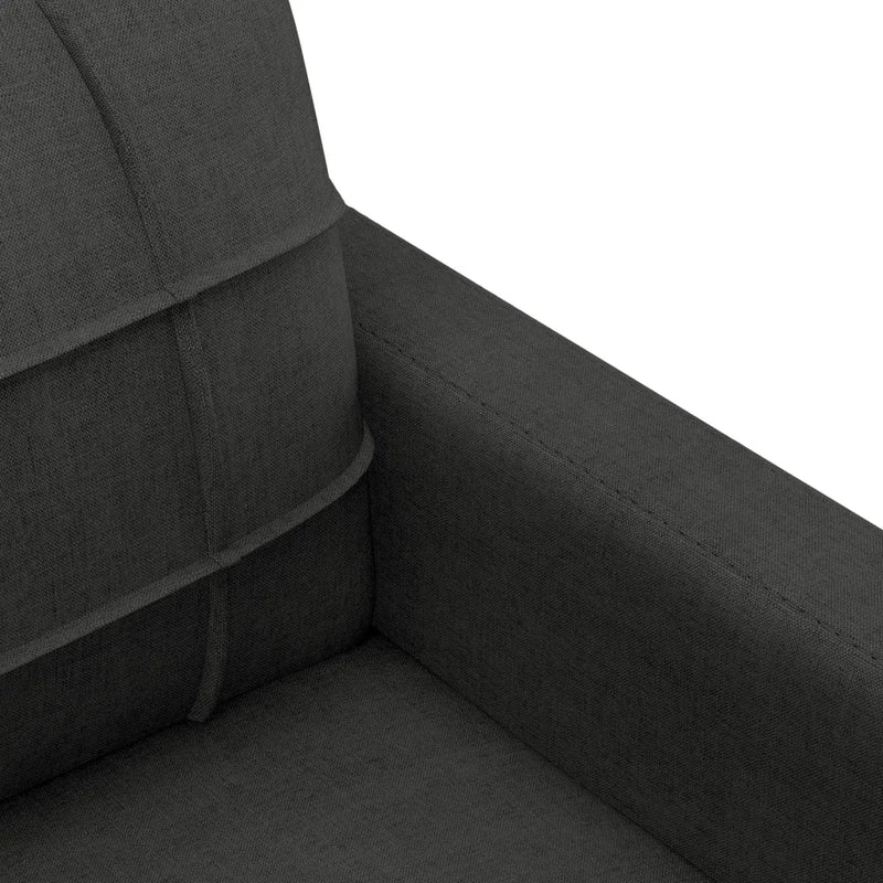3 Piece Sofa Set with Pillows Black Fabric