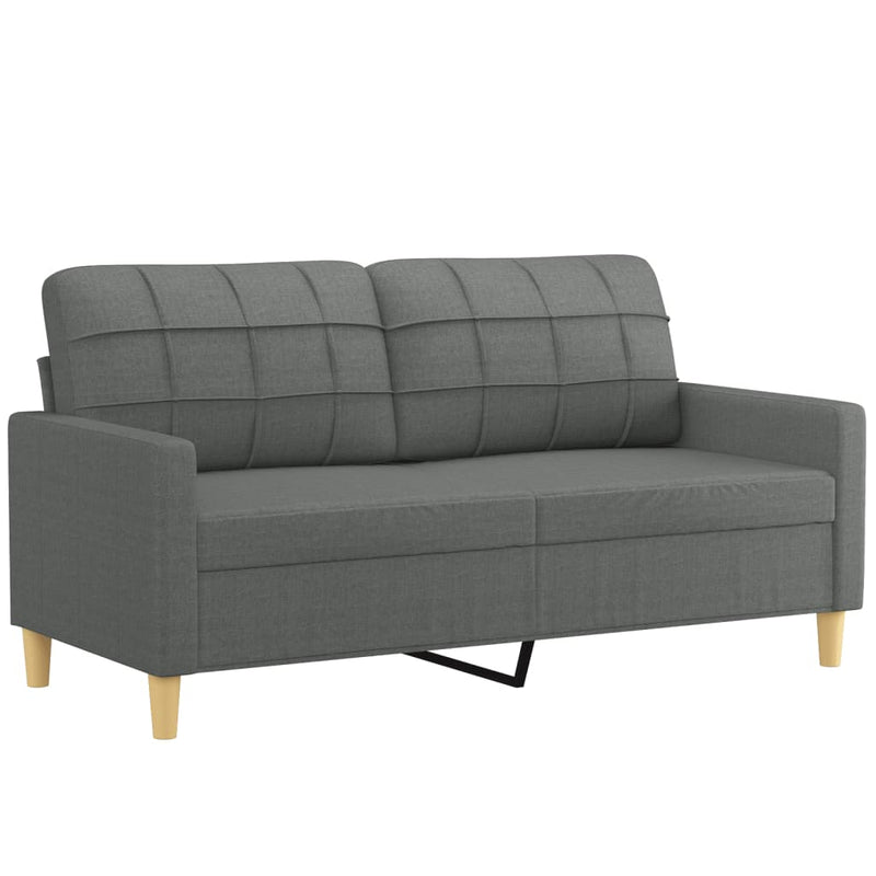 vidaXL 2 Piece Sofa Set with Cushions Dark Grey Fabric