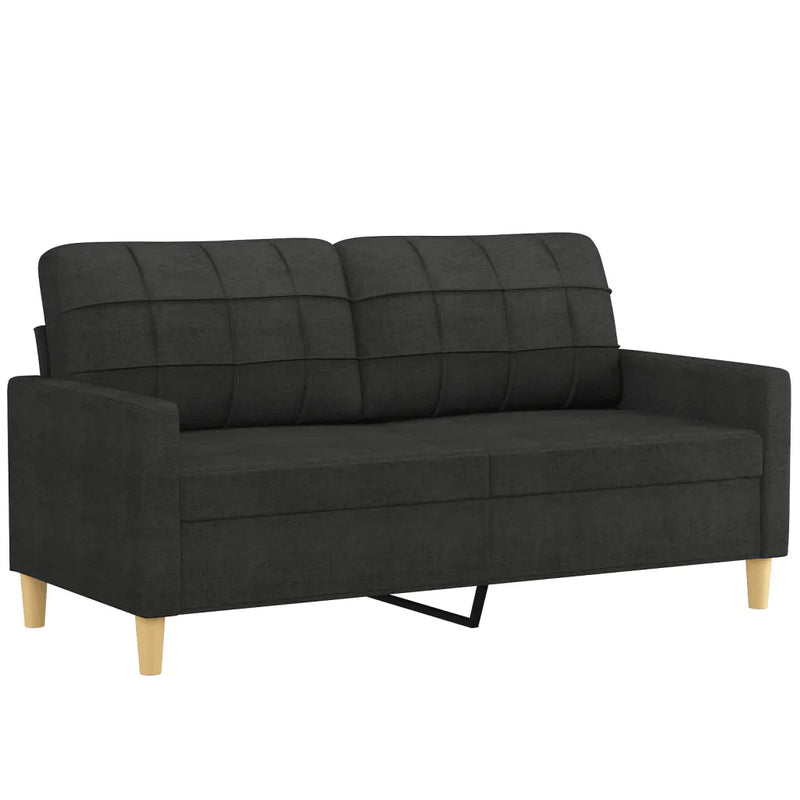 3 Piece Sofa Set with Pillows Black Fabric