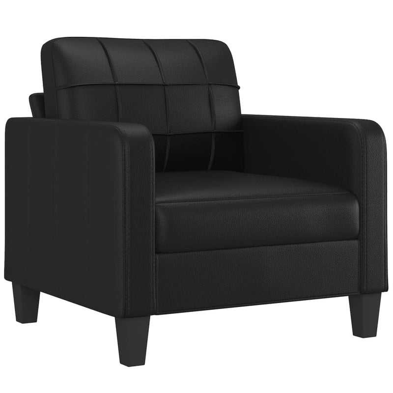 vidaXL 3 Piece Sofa Set with Pillows Black Faux Leather