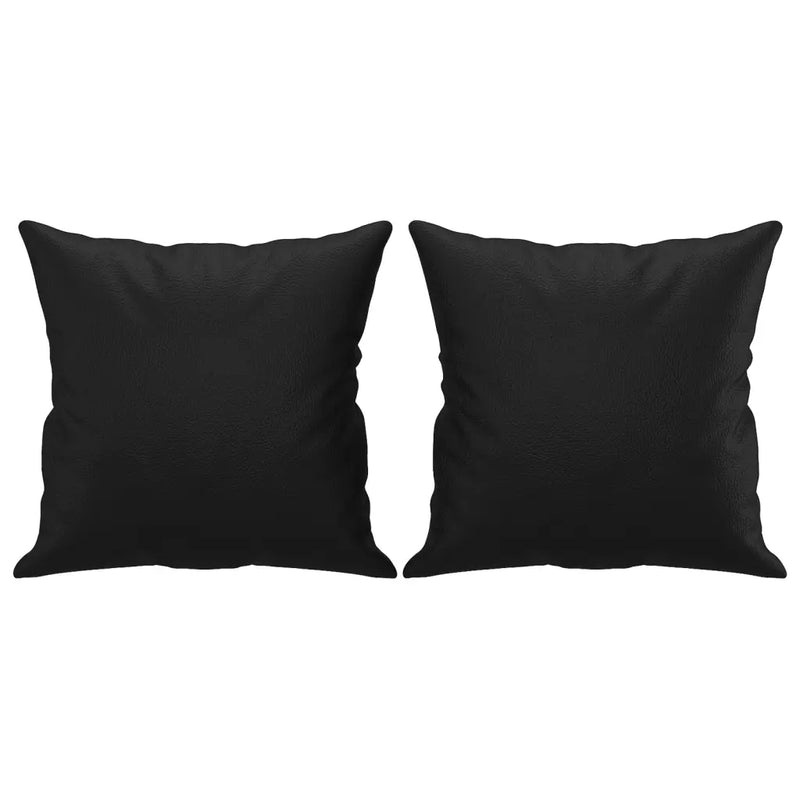 2 Piece Sofa Set with Pillows Black Faux Leather