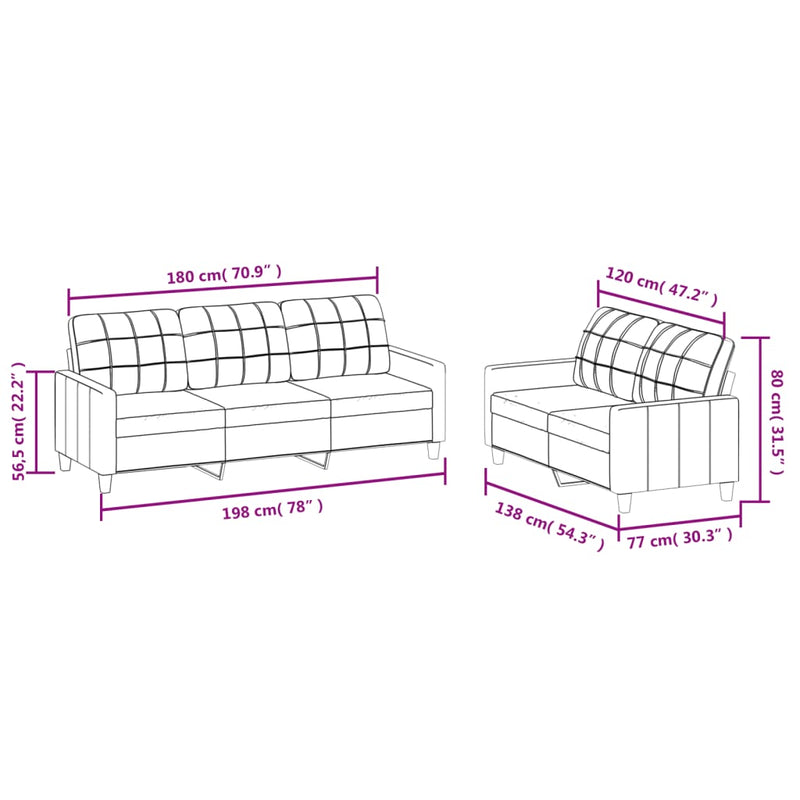 vidaXL 2 Piece Sofa Set with Cushions Cappuccino Faux Leather