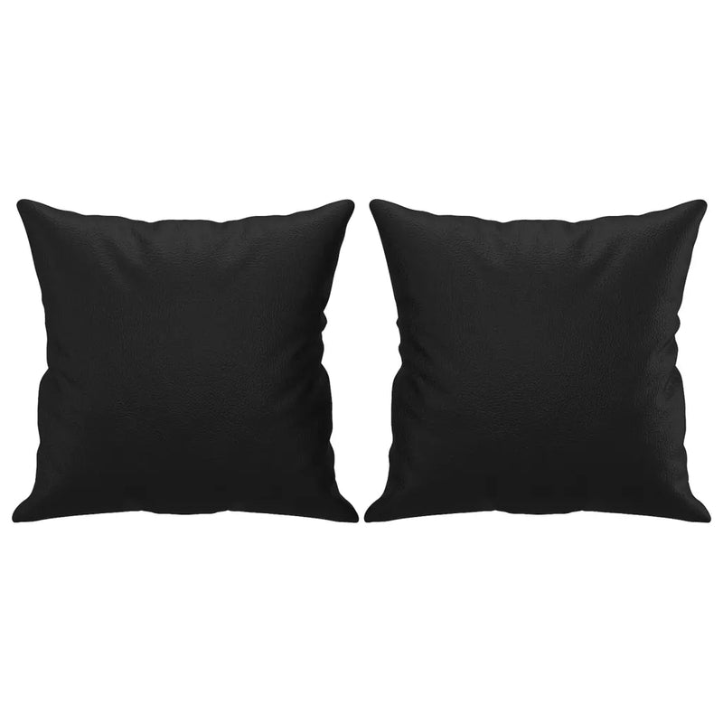 2 Piece Sofa Set with Pillows Black Faux Leather
