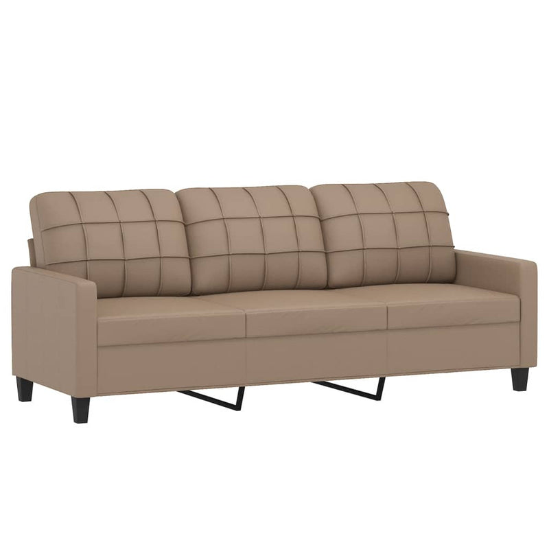 vidaXL 2 Piece Sofa Set with Pillows Cappuccino Faux Leather