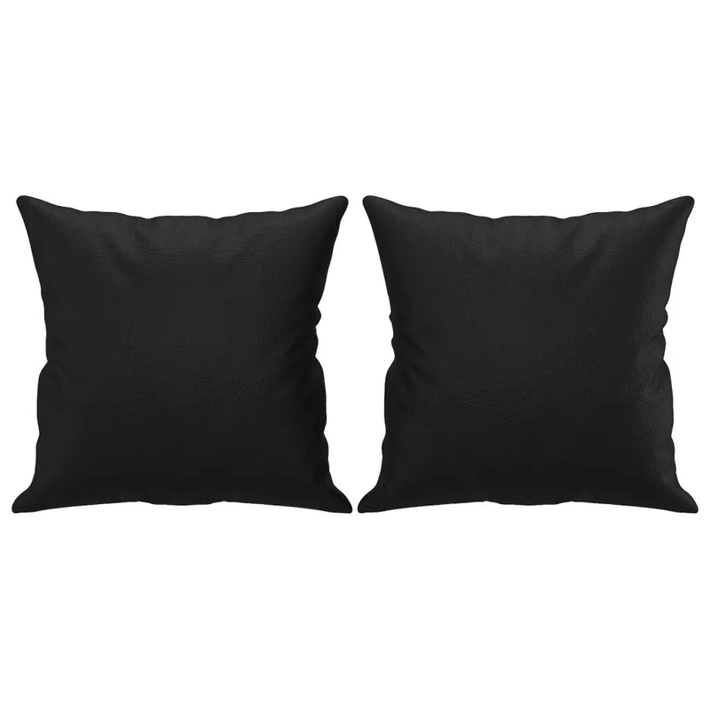 3 Piece Sofa Set with Pillows Black Faux Leather