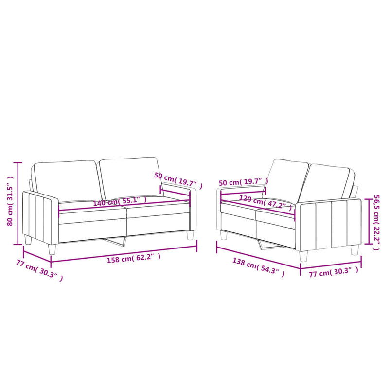 vidaXL 2 Piece Sofa Set with Cushions Grey Faux Leather