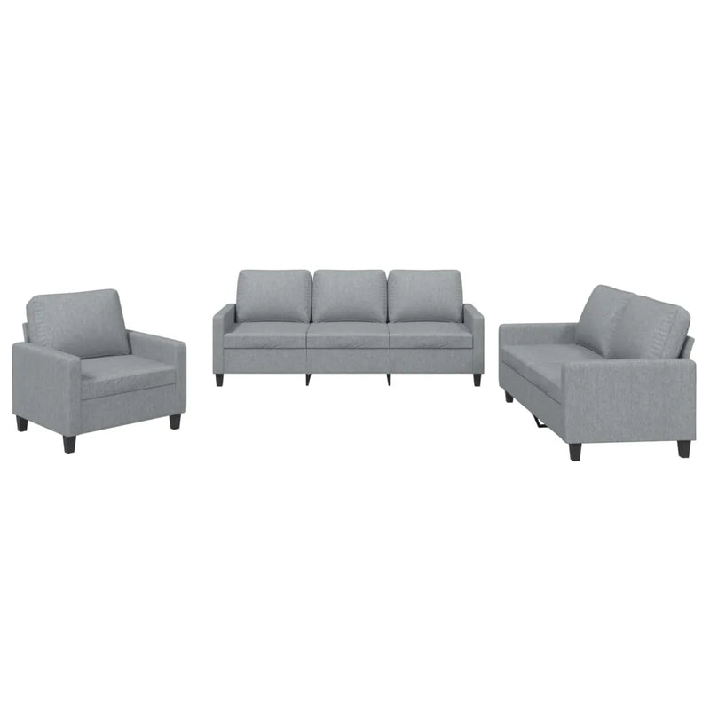 3 Piece Sofa Set with Cushions Light Grey Fabric