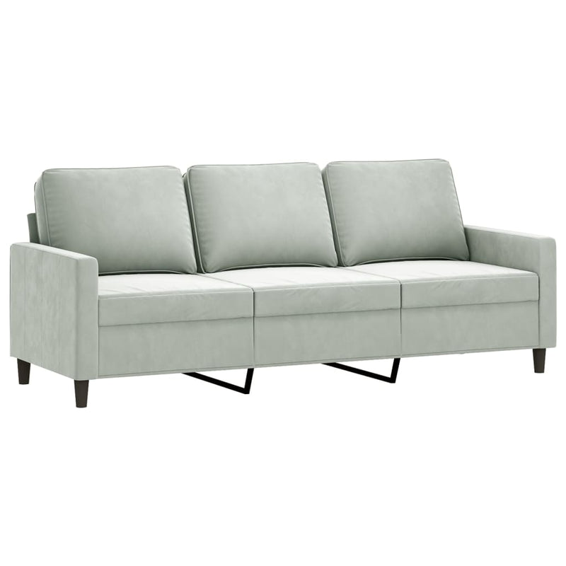vidaXL 3 Piece Sofa Set with Cushions Light Grey Velvet
