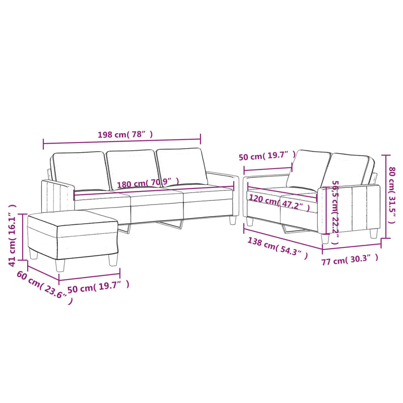 vidaXL 3 Piece Sofa Set with Cushions Black Velvet