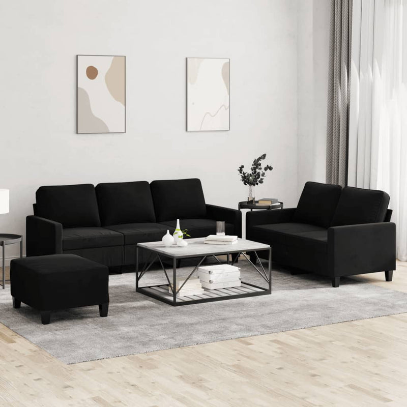 vidaXL 3 Piece Sofa Set with Cushions Black Velvet