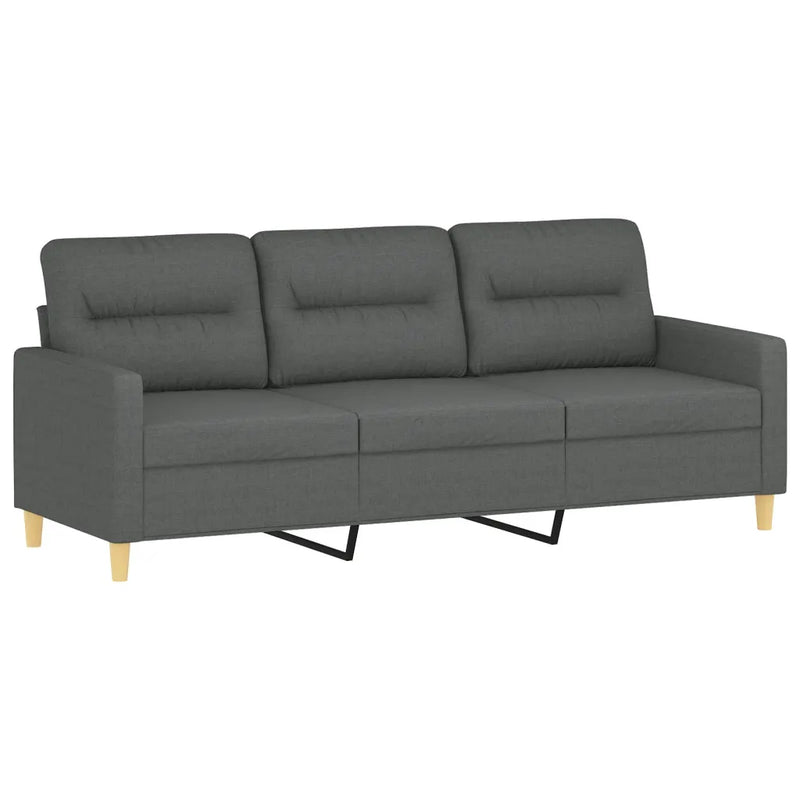 4 Piece Sofa Set with Cushions Dark Grey Fabric