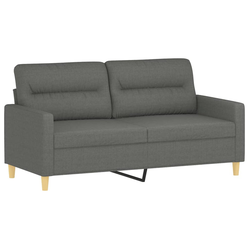 2 Piece Sofa Set with Cushions Dark Grey Fabric