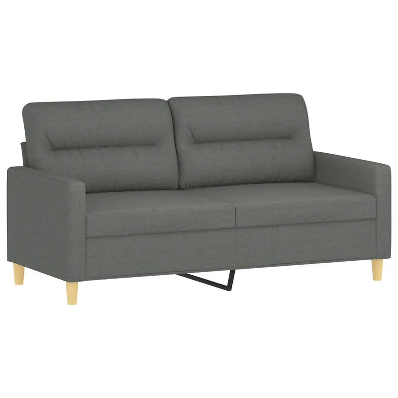 3 Piece Sofa Set with Pillows Dark Grey Fabric