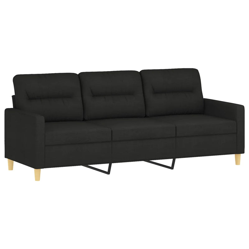 2 Piece Sofa Set with Pillows Black Fabric