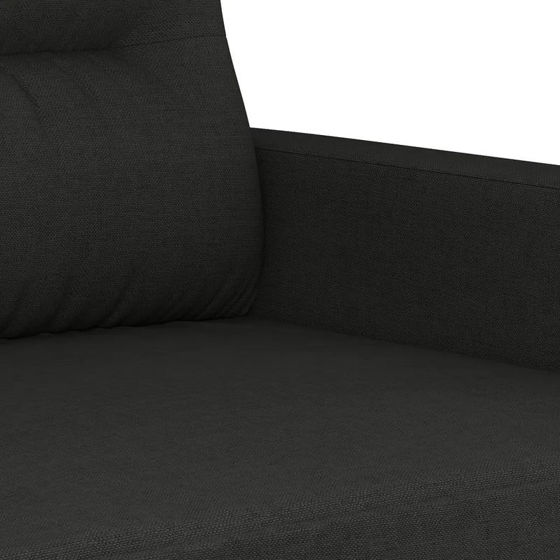 3 Piece Sofa Set with Pillows Black Fabric