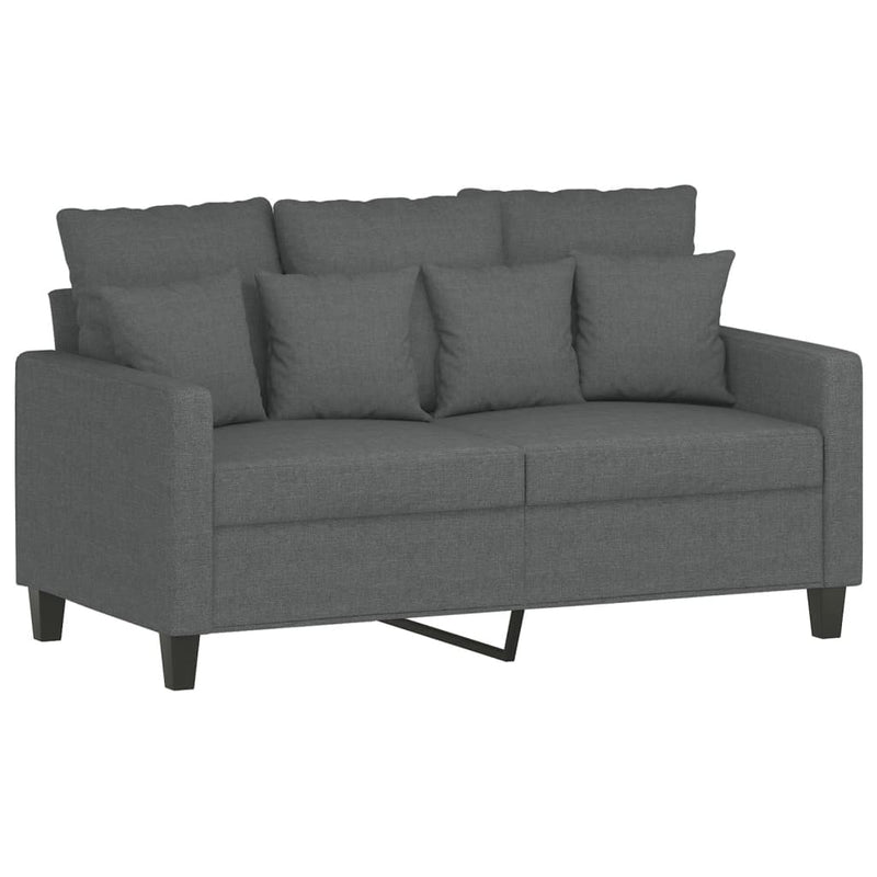 2 Piece Sofa Set with Cushions Dark Grey Fabric