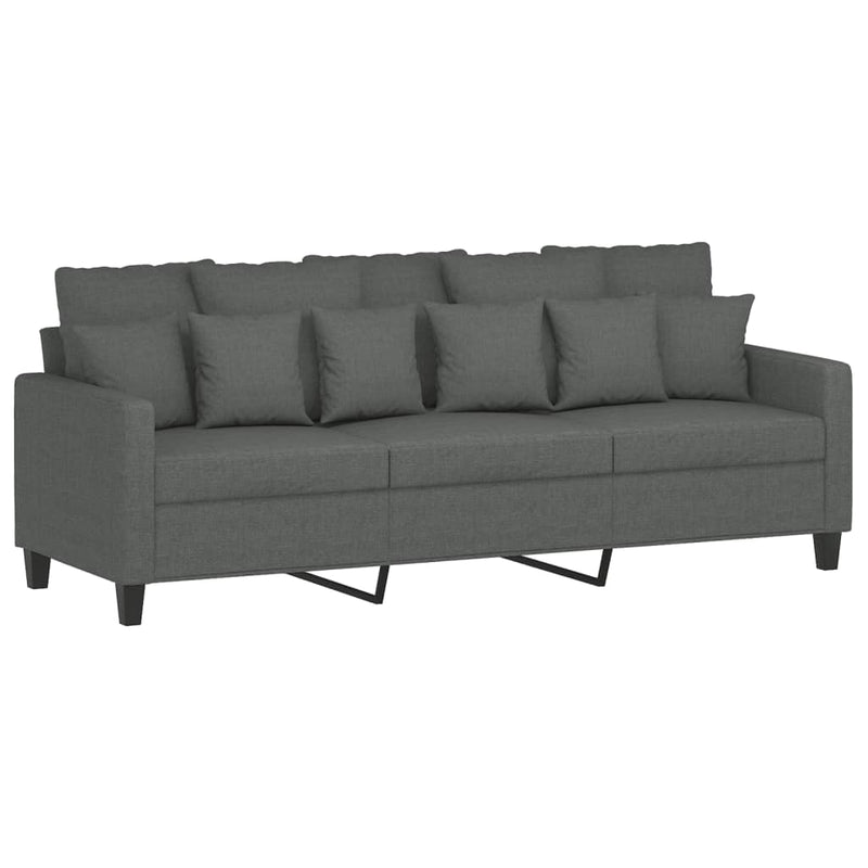 2 Piece Sofa Set with Cushions Dark Grey Fabric