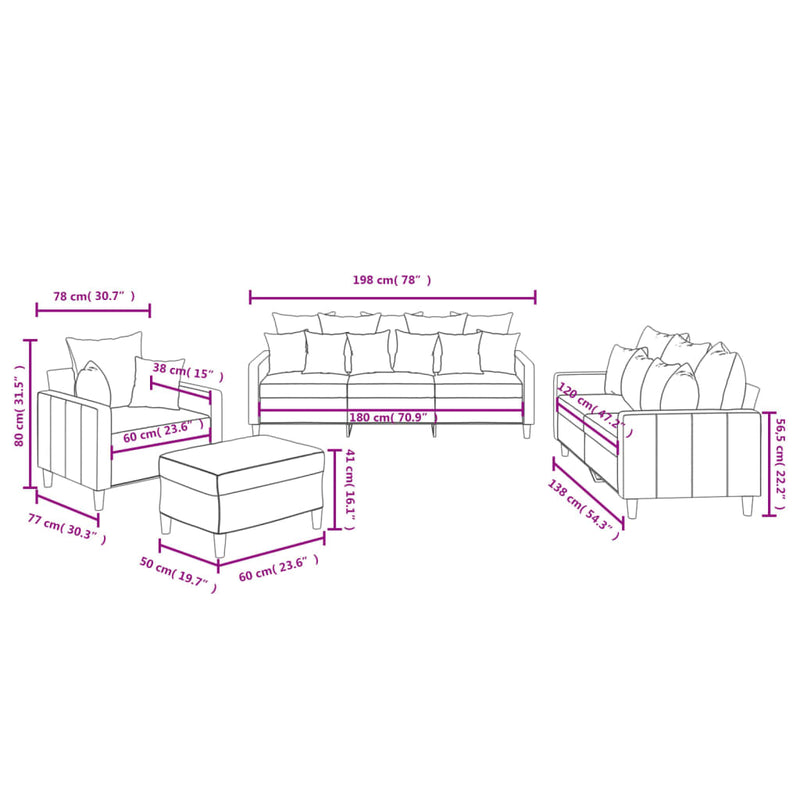 vidaXL 4 Piece Sofa Set with Cushions Black Velvet