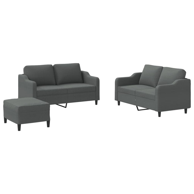vidaXL 3 Piece Sofa Set with Cushions Dark Grey Fabric