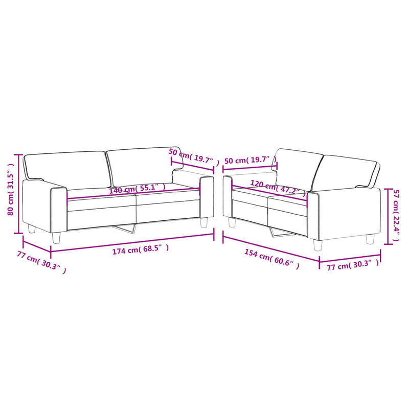 vidaXL 2 Piece Sofa Set Black Faux Leather