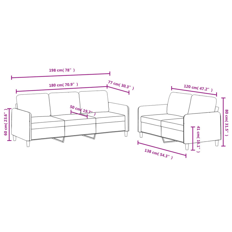 vidaXL 2 Piece Sofa Set Dark Grey Velvet