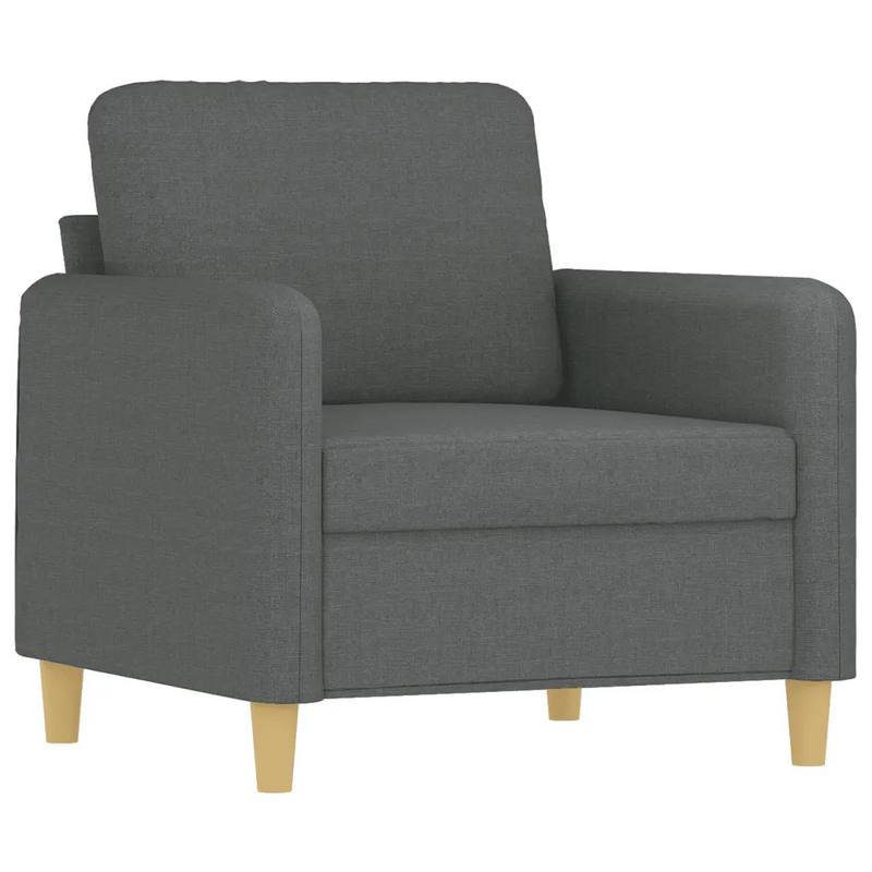 3 Piece Sofa Set with Pillows Dark Grey Fabric