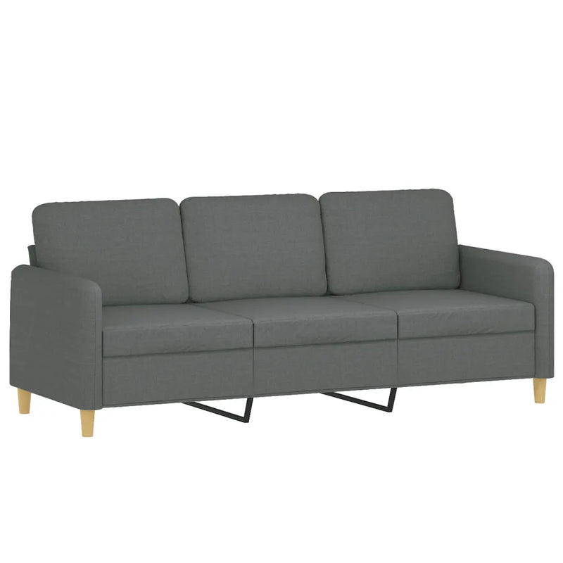 4 Piece Sofa Set with Pillows Dark Grey Fabric