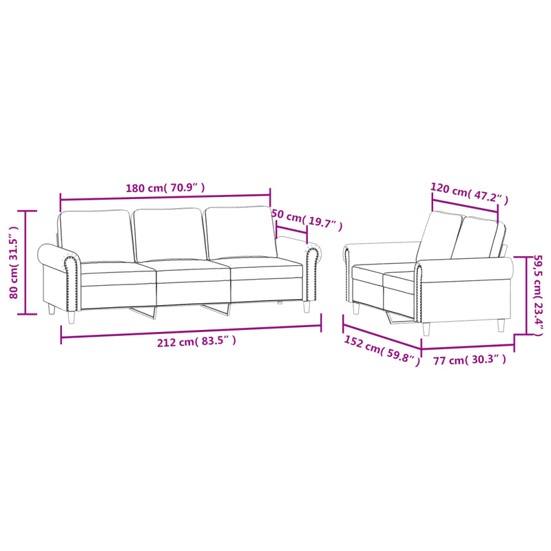 2 Piece Sofa Set with Cushions Dark Grey Velvet