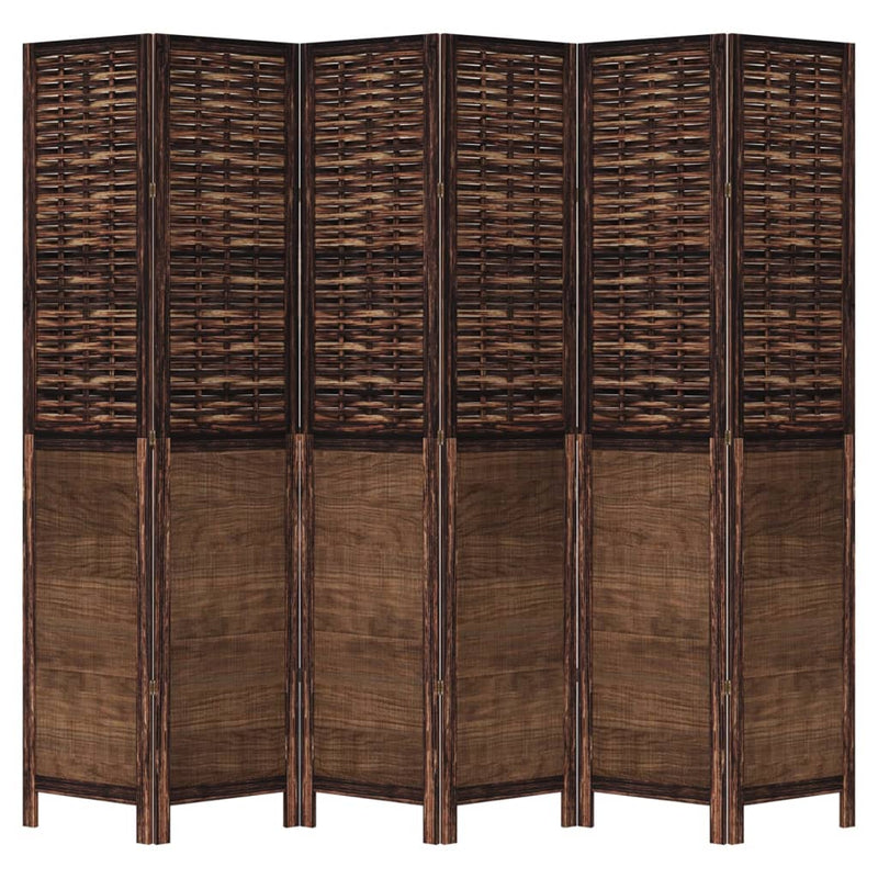 vidaXL Room Divider 6 Panels Dark Brown Solid Wood Paulownia