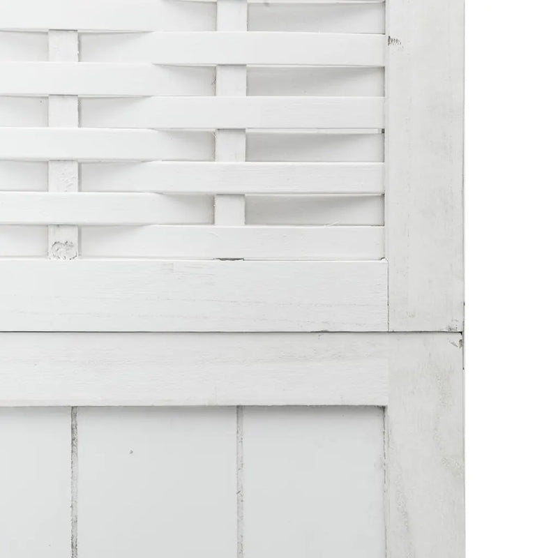 Room Divider 4 Panels White Solid Wood Paulownia