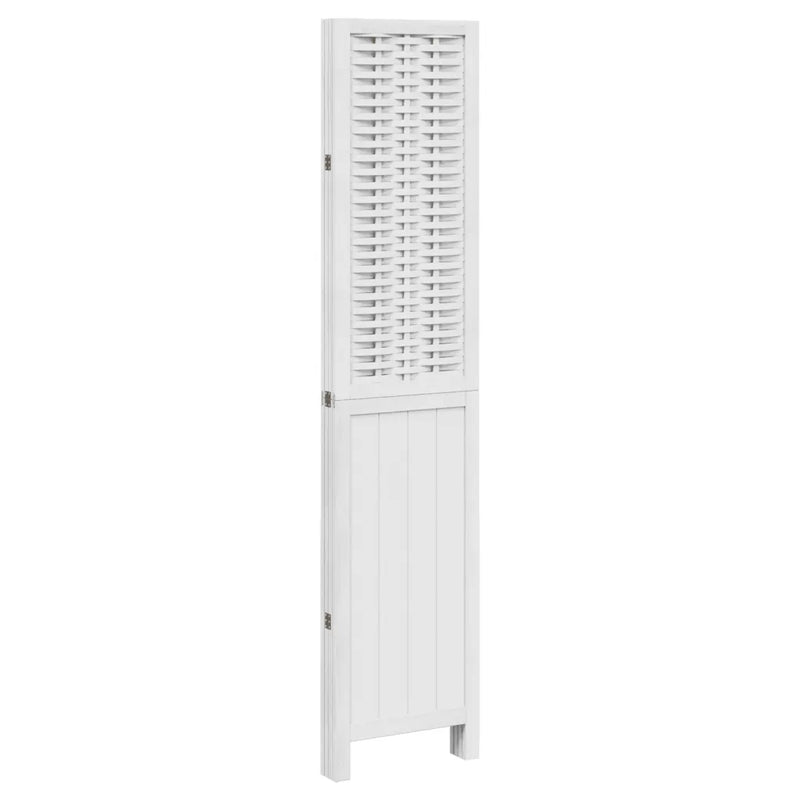 Room Divider 4 Panels White Solid Wood Paulownia