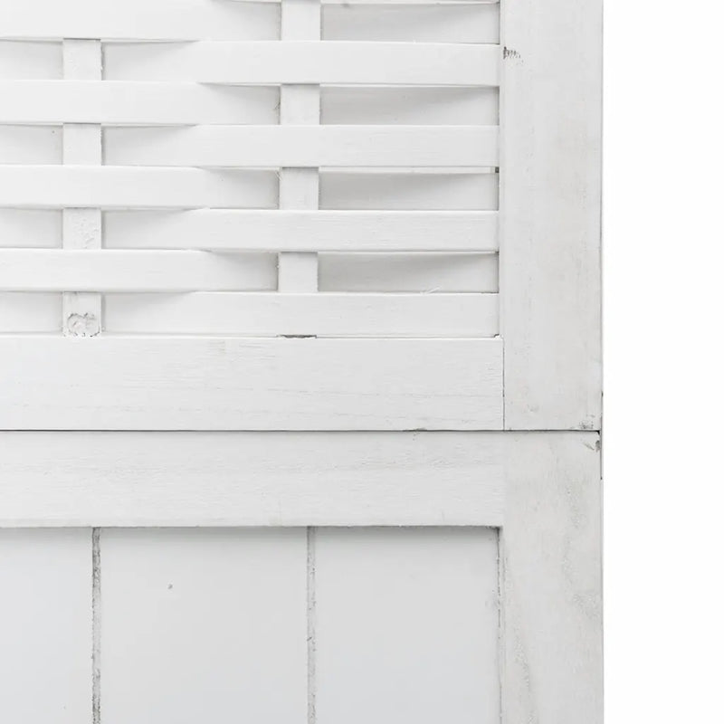 Room Divider 4 Panels White Solid Wood Paulownia