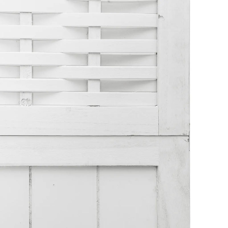Room Divider 4 Panels White Solid Wood Paulownia