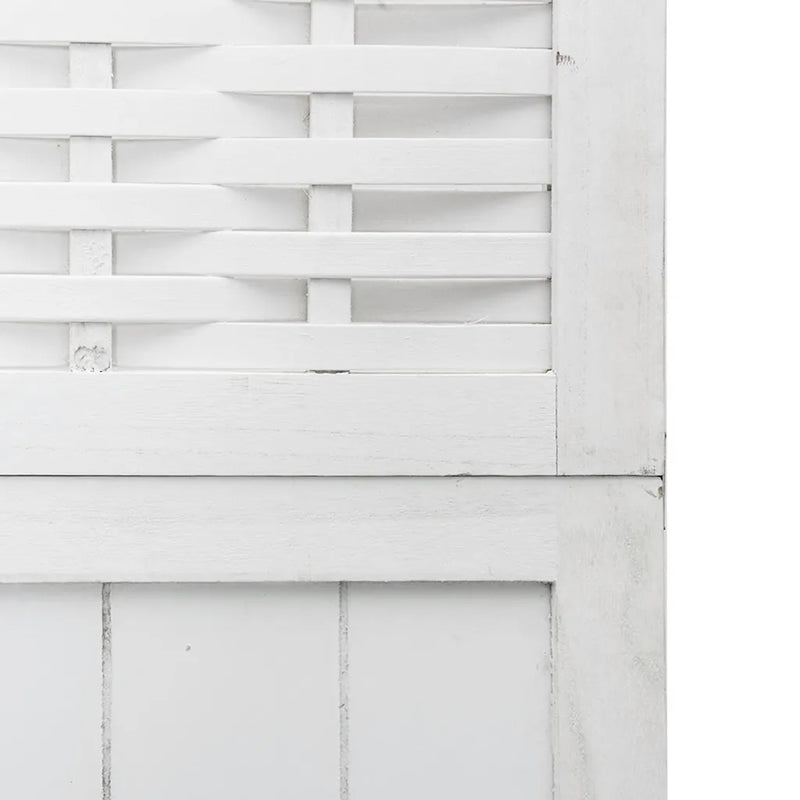 Room Divider 6 Panels White Solid Wood Paulownia