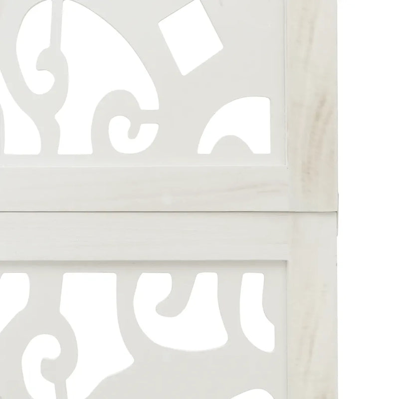 Room Divider 3 Panels White Solid Wood Paulownia