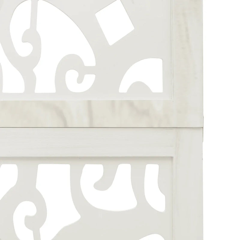 Room Divider 3 Panels White Solid Wood Paulownia