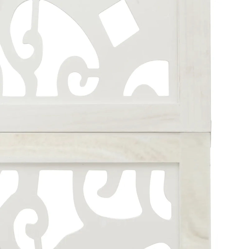 Room Divider 3 Panels White Solid Wood Paulownia