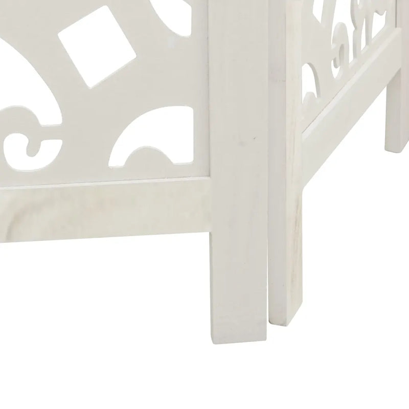 Room Divider 4 Panels White Solid Wood Paulownia