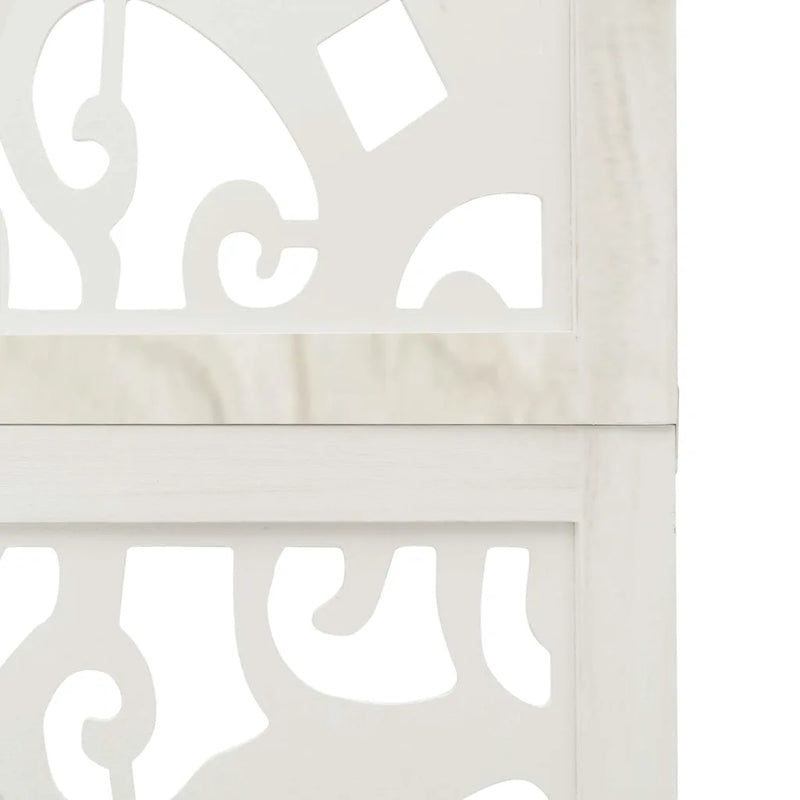 Room Divider 4 Panels White Solid Wood Paulownia