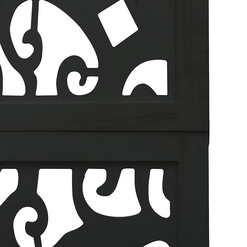 Room Divider 3 Panels Black Solid Wood Paulownia
